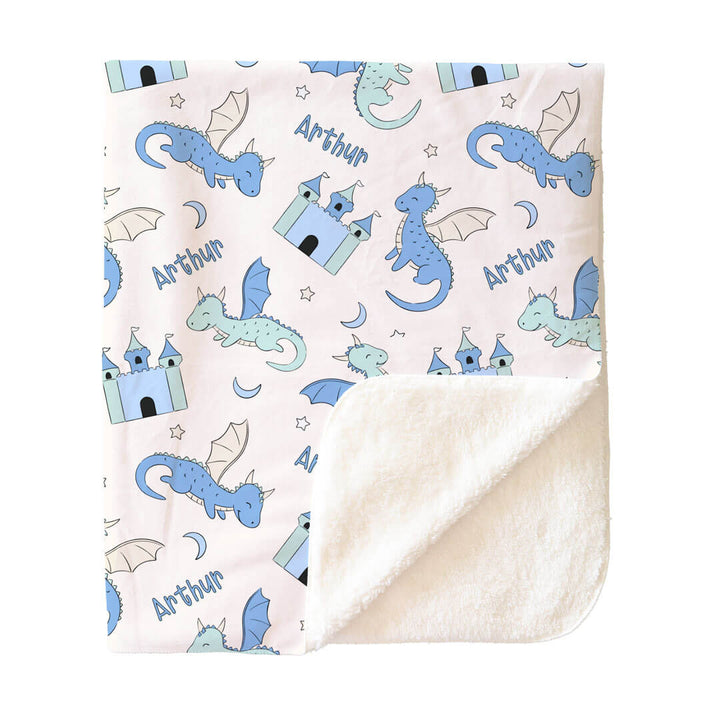 dragon adventure personalized sherpa blanket for kids
