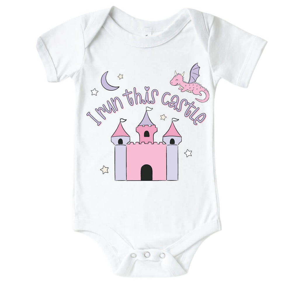i run this castle graphic bodysuit for babies 