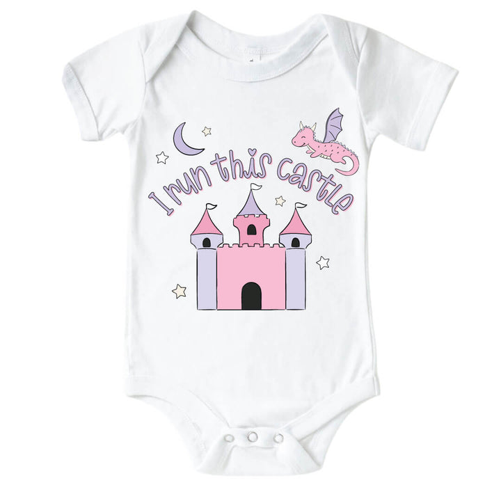 i run this castle graphic bodysuit for babies 
