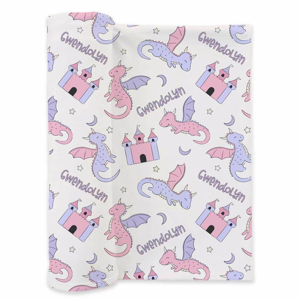 dragon adventures personalized swaddle blanket for girls 