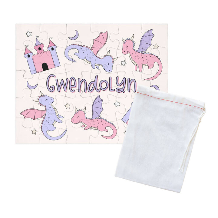 pink and purple fairytale themed personalized puzzle for kids 