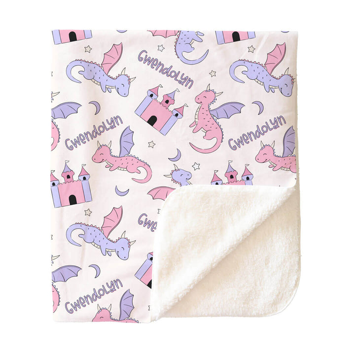 sherpa dragon adventure personalized blanket for girls 
