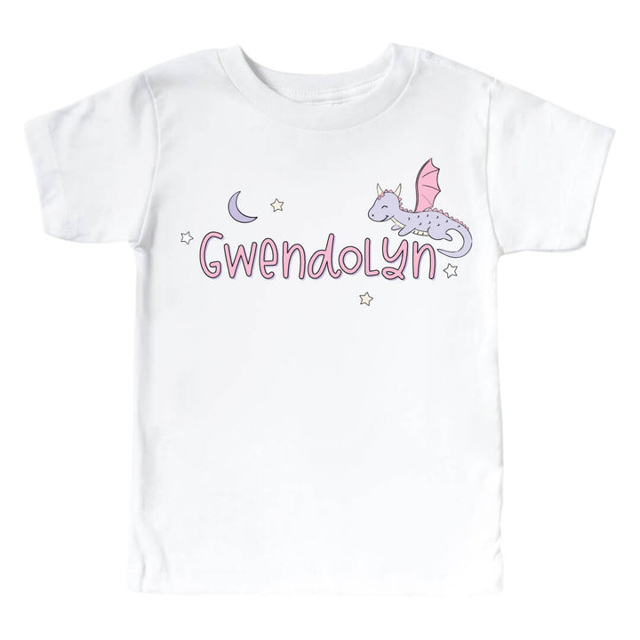 pink and purple dragon personalized graphic tee for kids