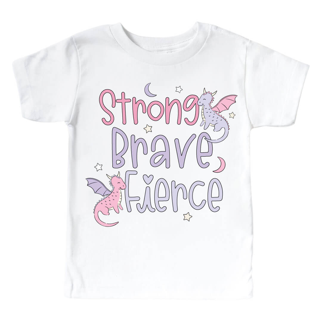 strong, brave, fierce graphic tee for girls 
