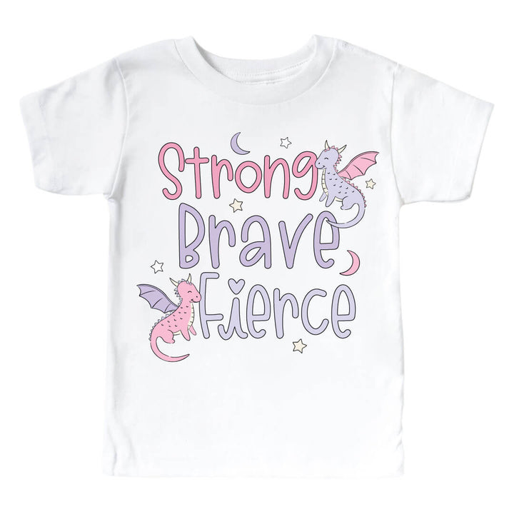 strong, brave, fierce graphic tee for girls 