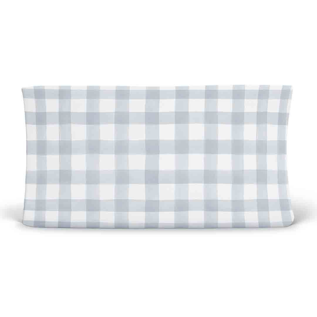 dusty blue gingham changing pad cover