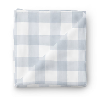 dusty blue check gingham swaddle 
