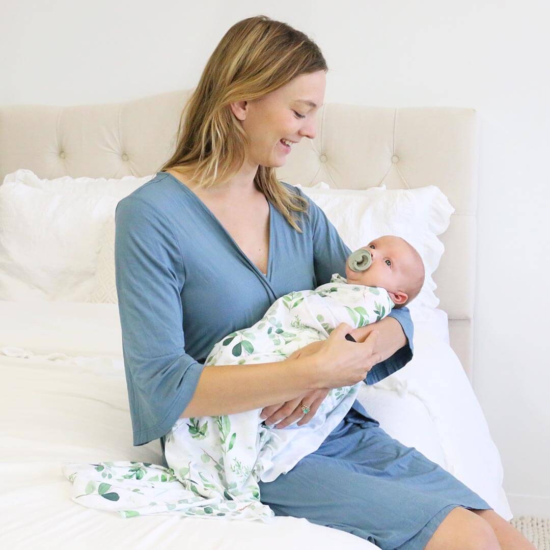 OYOANGLE Women's Maternity Nursing Nightgown and Robe Set 2 Piece Pregnancy  Breastfeeding Sleepwear Blue S at  Women's Clothing store