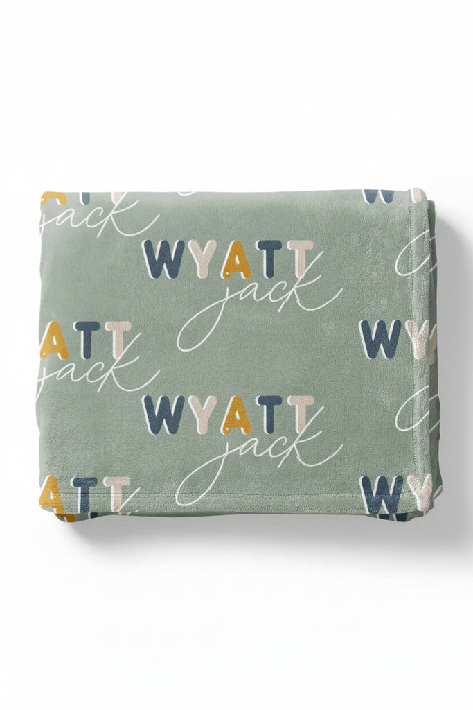 Dusty Moss Retro Personalized Blanket