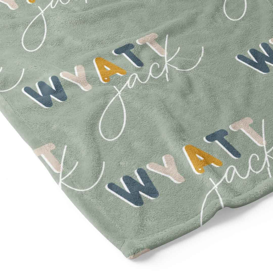 personalized toddler blanket dusty moss retro 