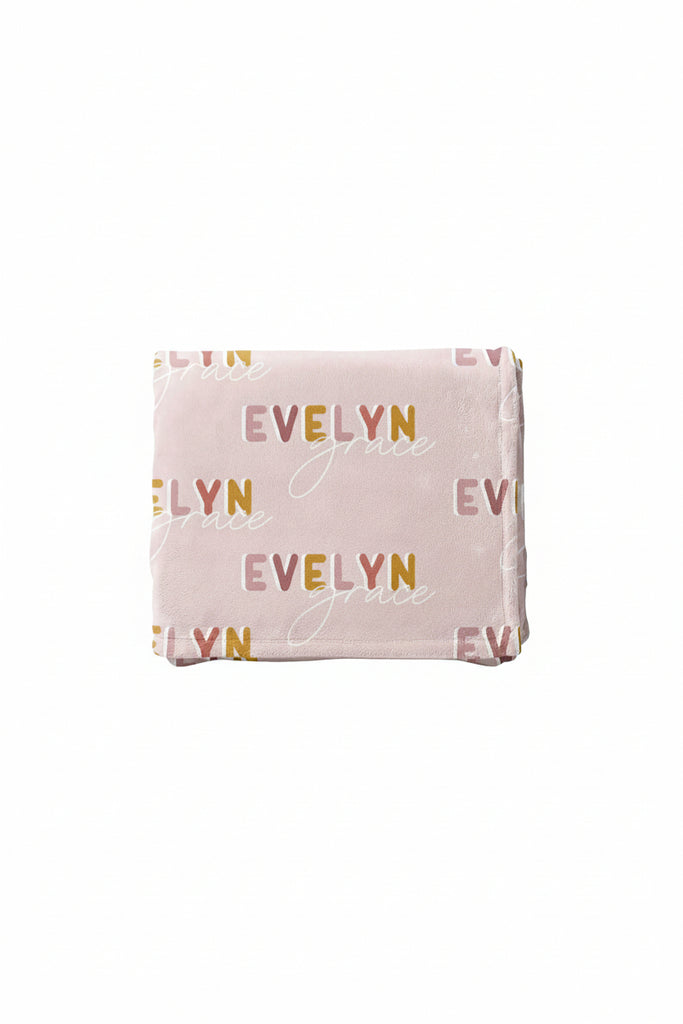 Dusty Pinks Retro Personalized Blanket
