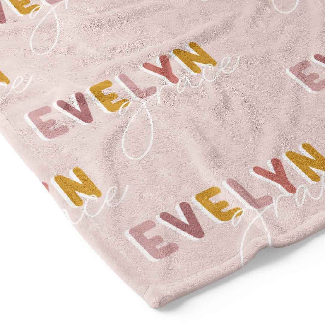 pink retro personalized kids blanket 