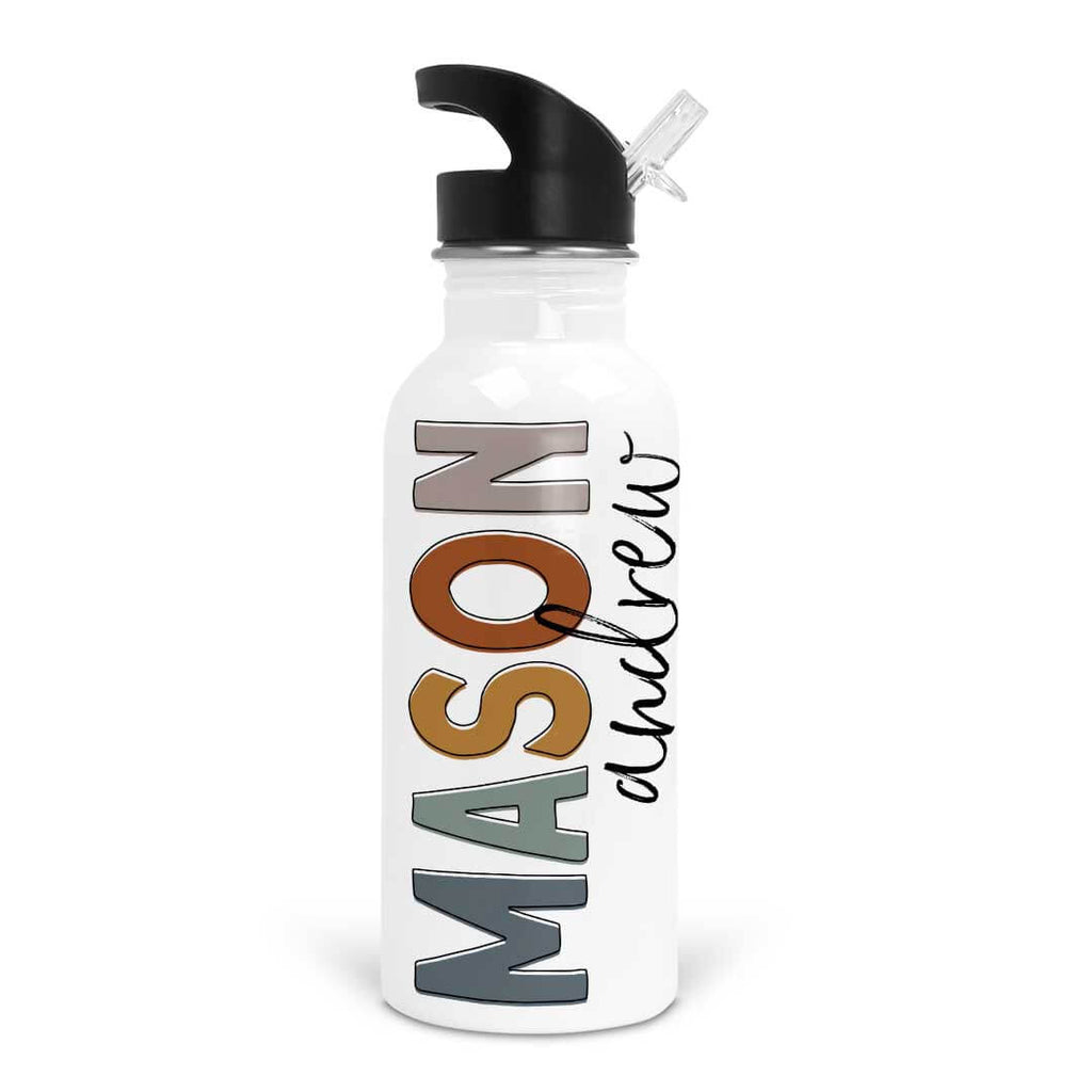 Earthy Neutrals Block Personalized Water Bottle