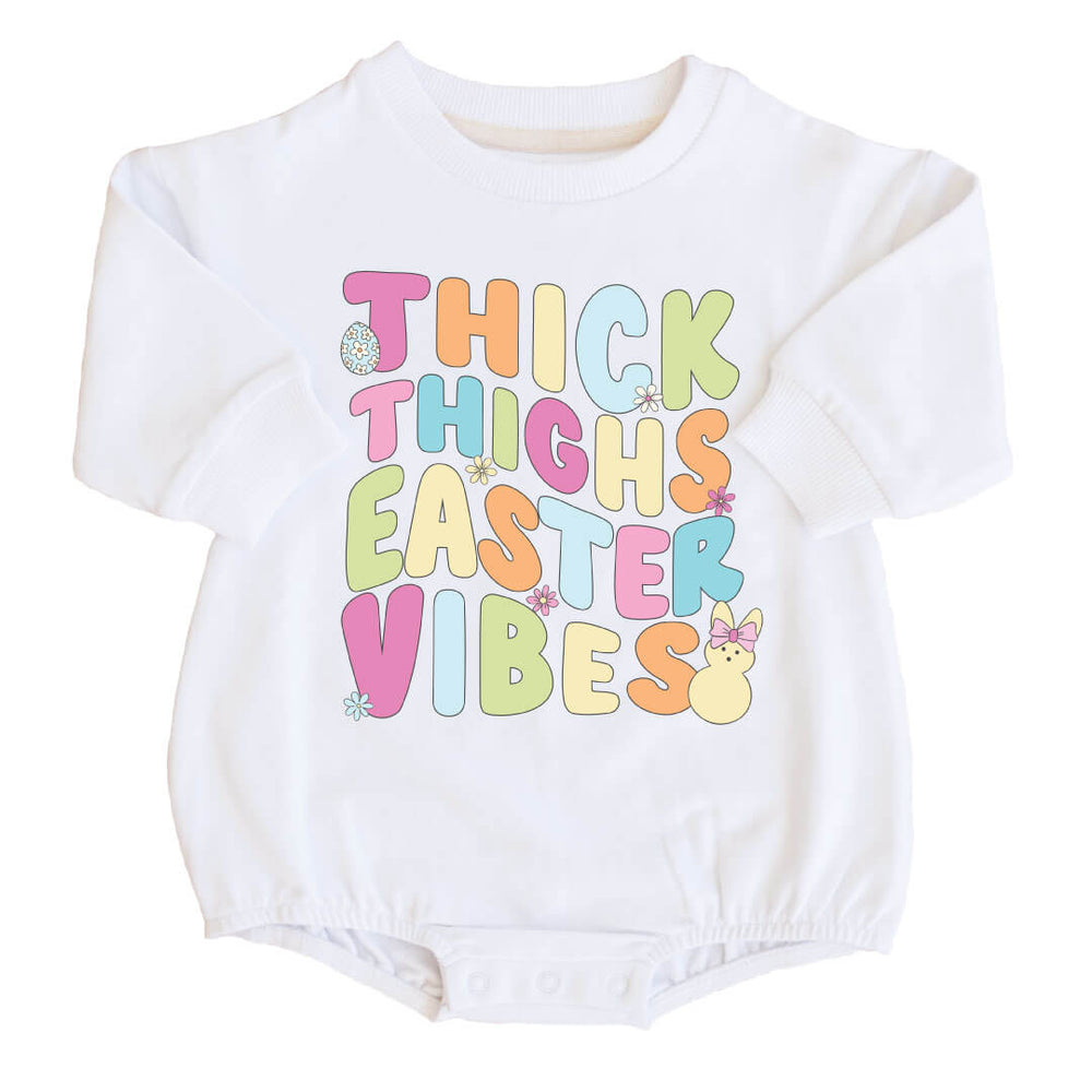 thick thighs easter vibes sweatshirt bubble romper 