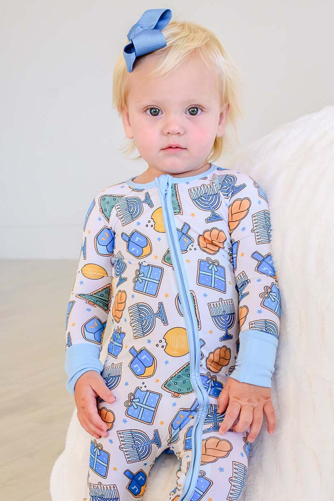 Hanukkah Bamboo Convertible Zipper Romper | Eight Sweet Nights