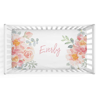 dusty rose personalized crib sheet 