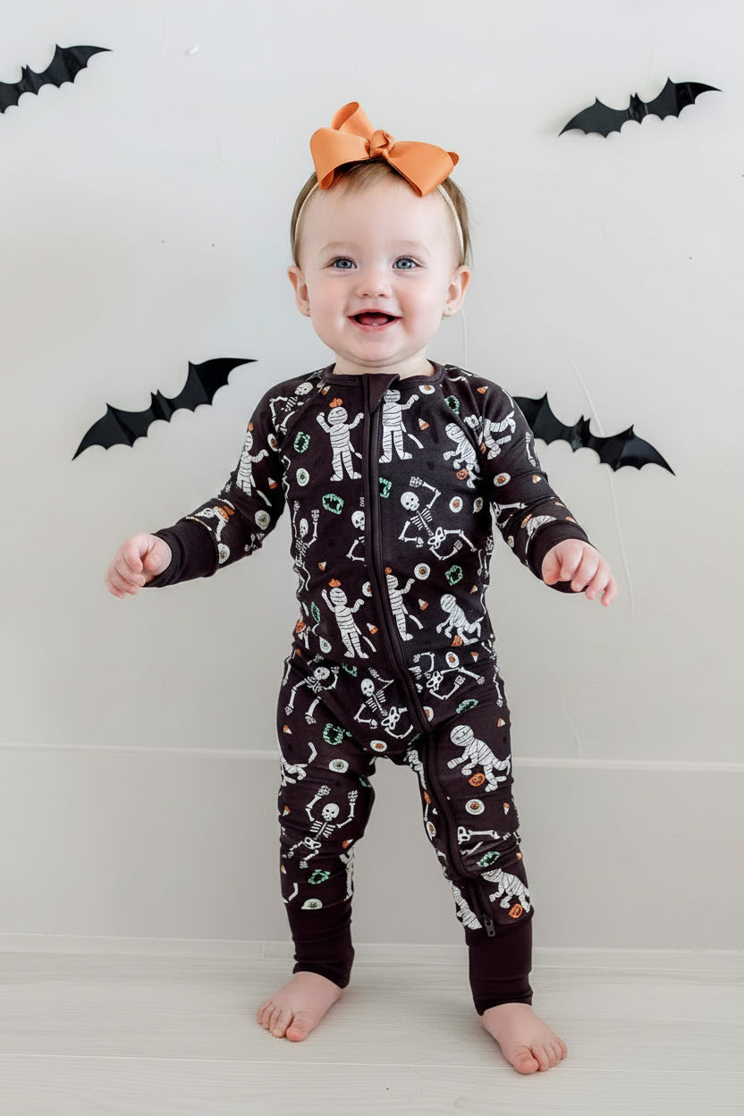 Halloween Glow-in-the-Dark Convertible Bamboo Zip Romper | Eye Want Candy
