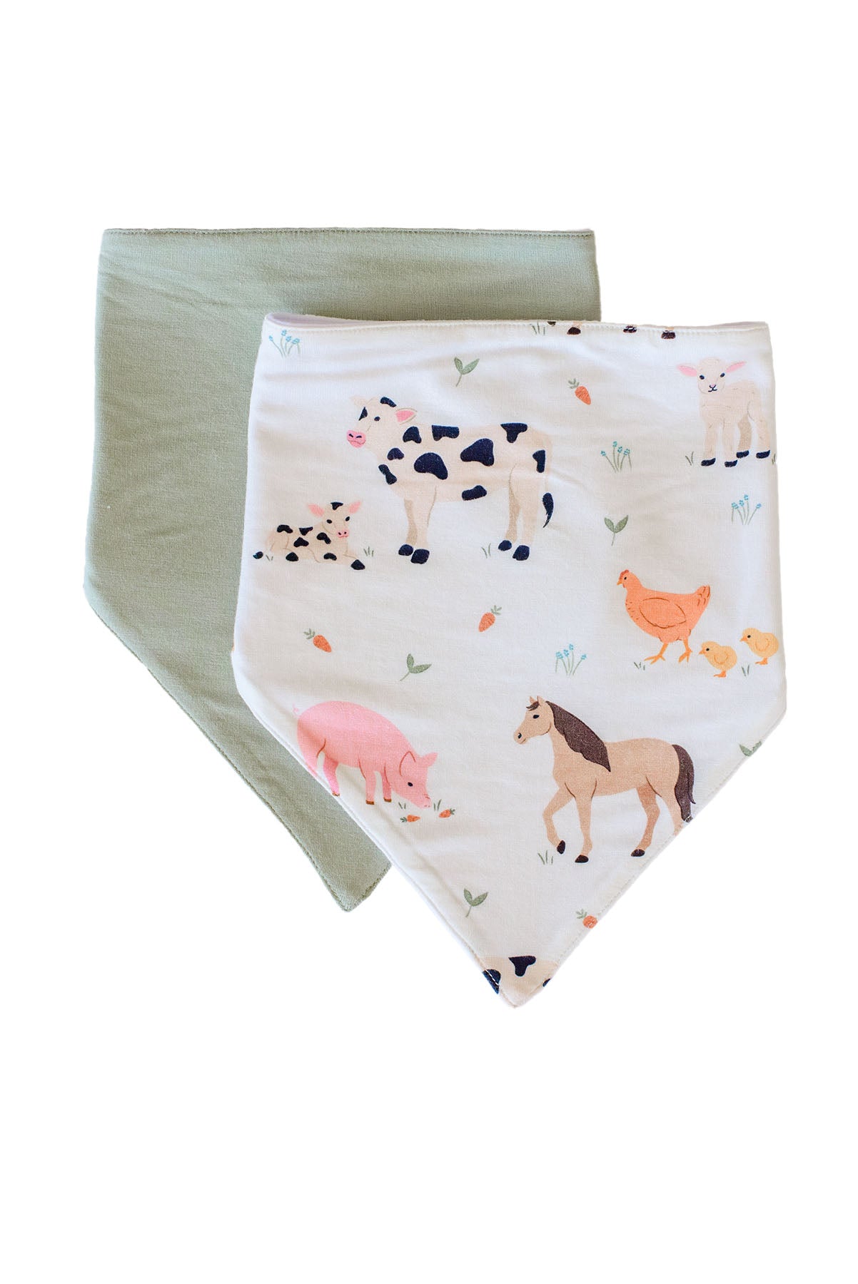 Two-Piece Bamboo Bandana Bibs | Farm Friends