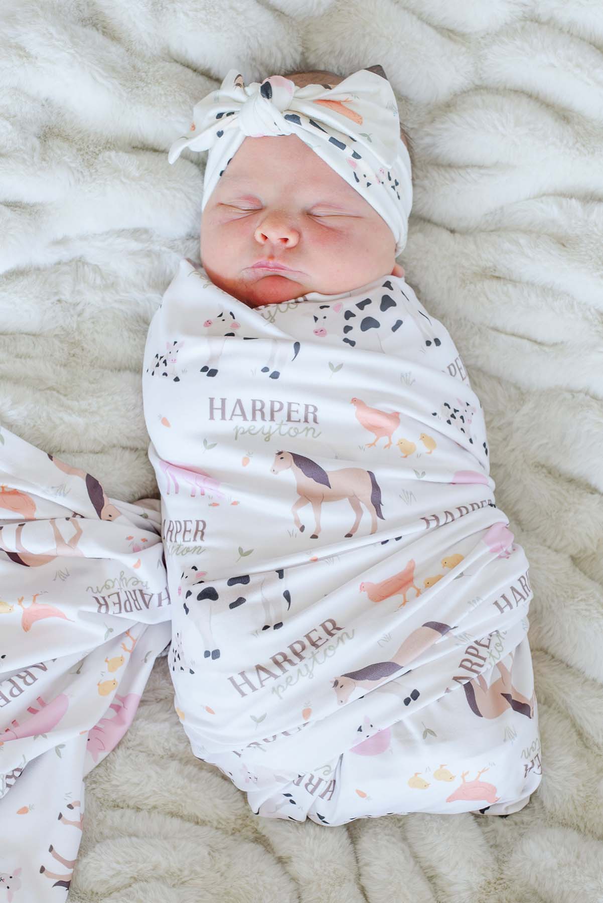 Personalized Swaddle |  Farm Friends