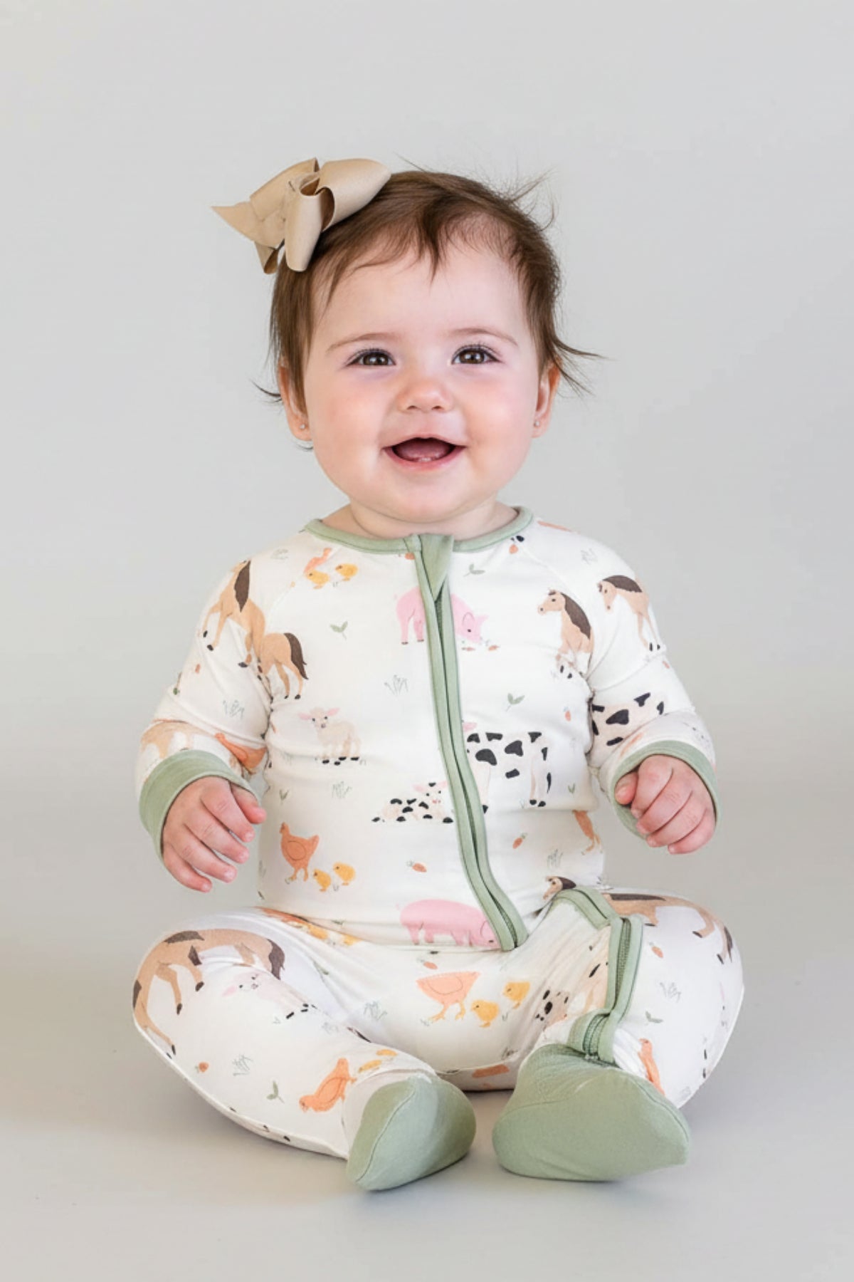 Bamboo Convertible Zipper Romper | Farm Friends