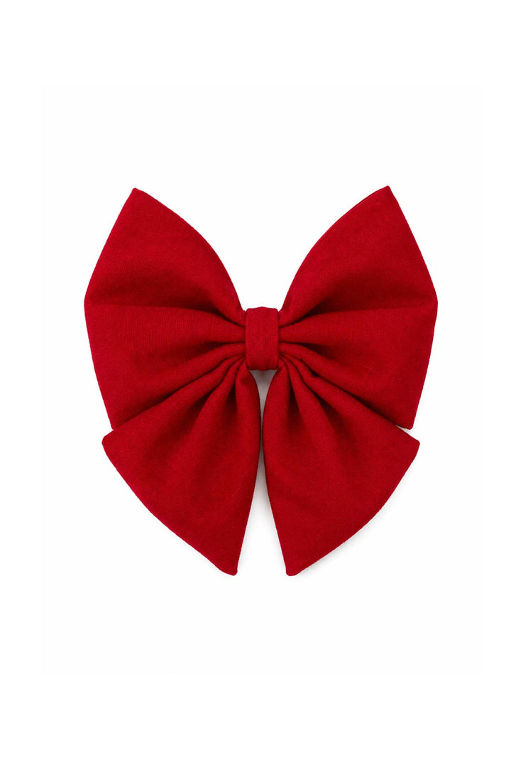Lane & Leash Fire Hydrant dog sailor bows in solid red, shown in small and large sizes on a white background