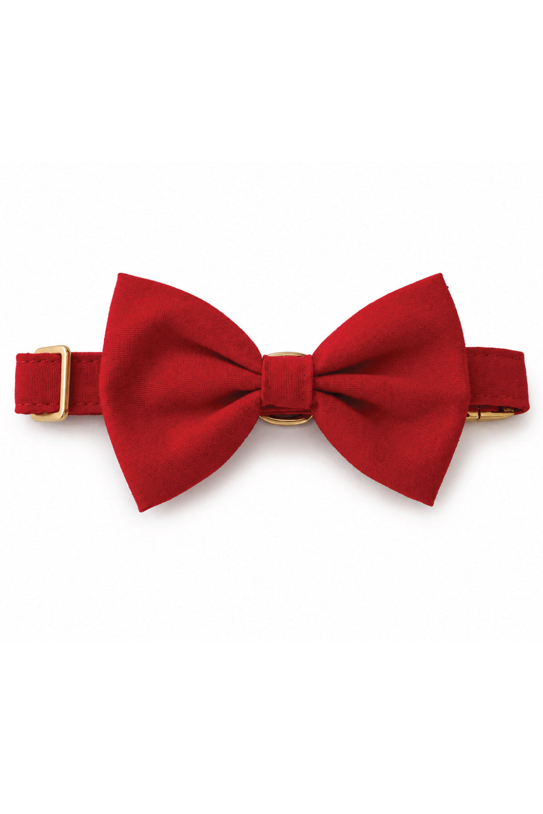 Lane & Leash Fire Hydrant dog collar in solid red with matching bow tie and gold hardware, on a white background