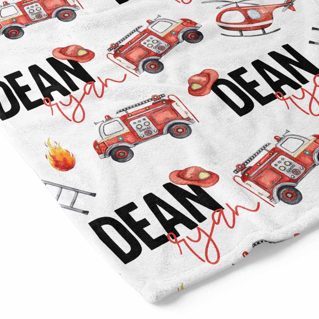firetruck personalized blanket for kids 