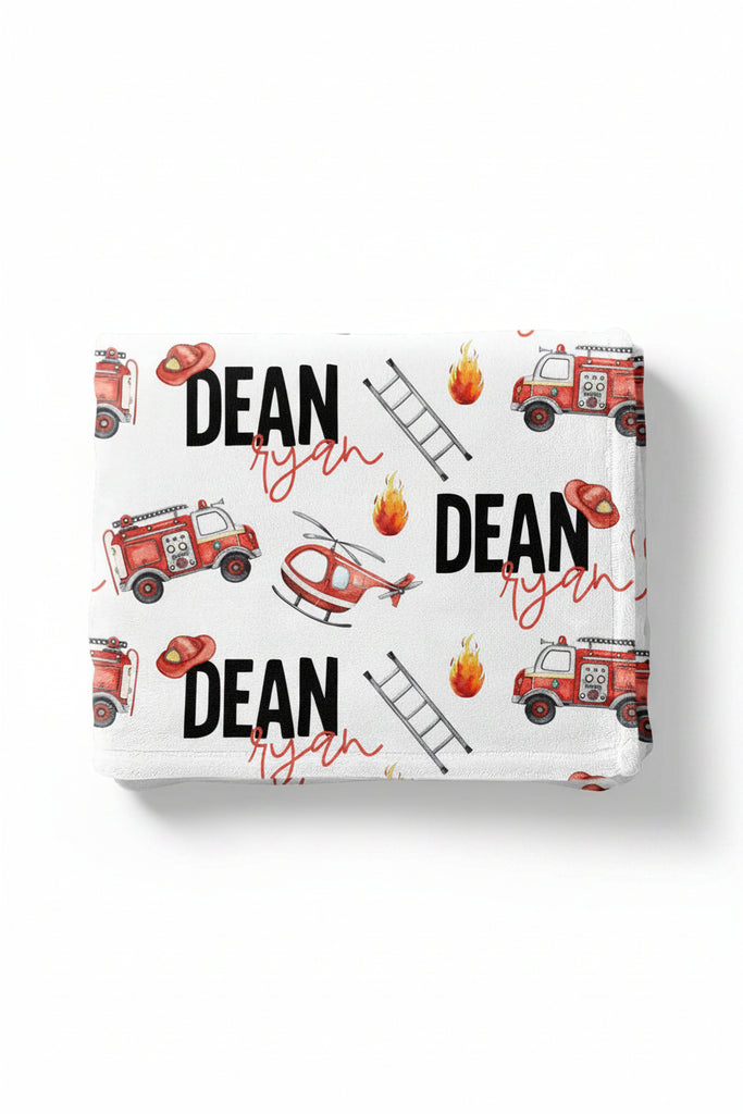Firetrucks Personalized Blanket