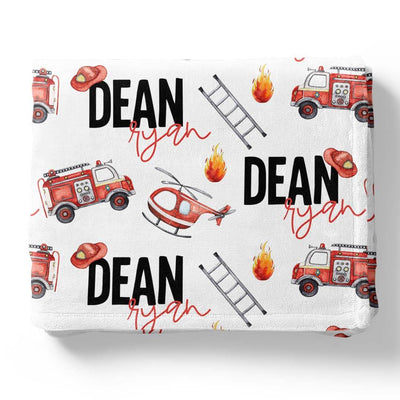 toddler blanket with firetrucks personalized 