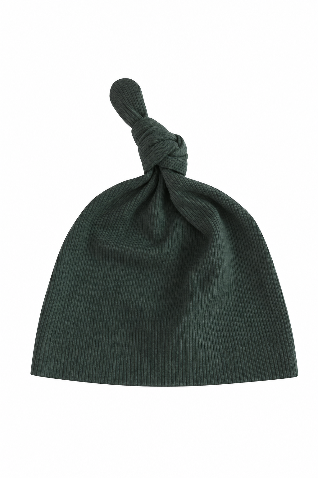 Caden Lane Forest Green ribbed knit baby knot hat