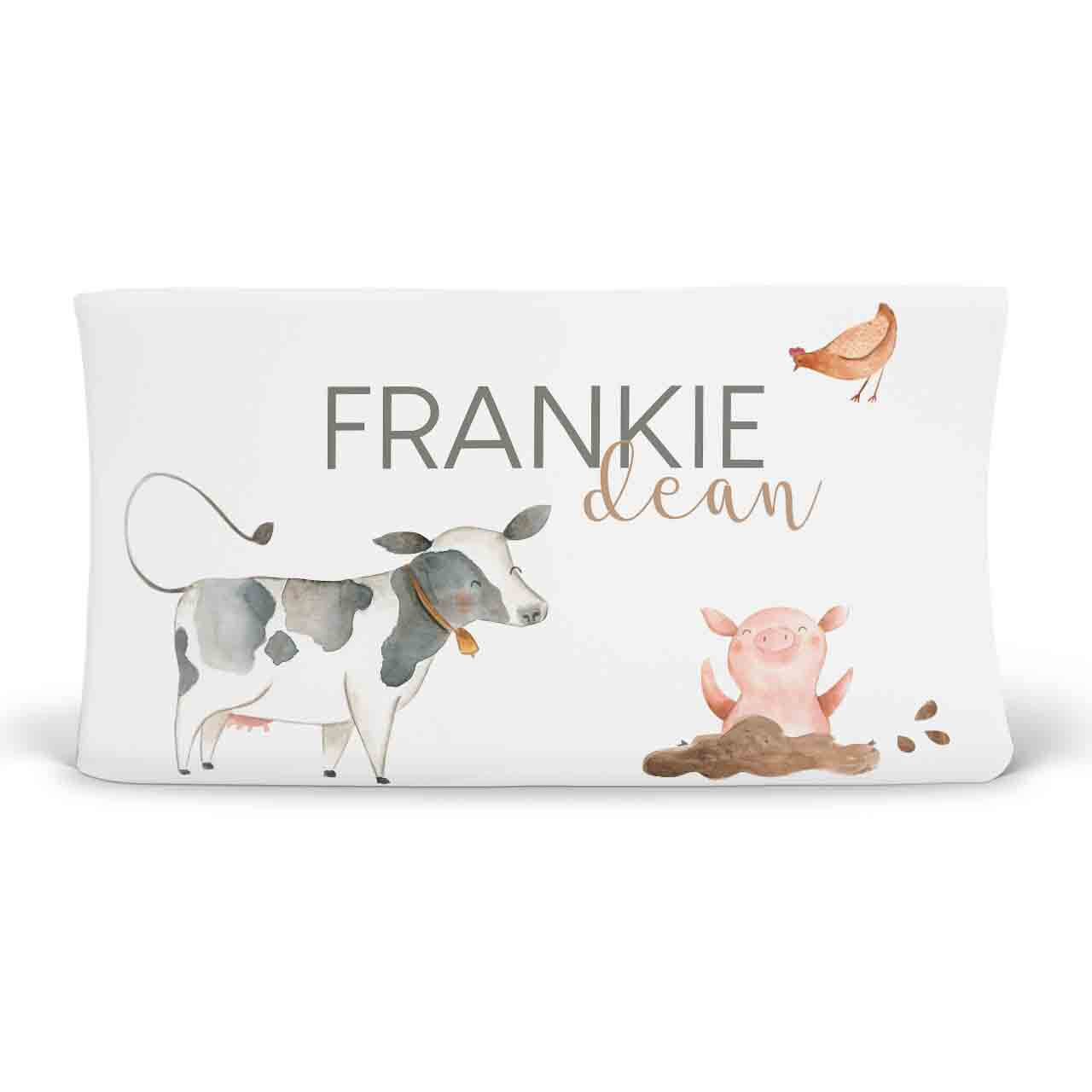 personalized changing pad cover farm themed 