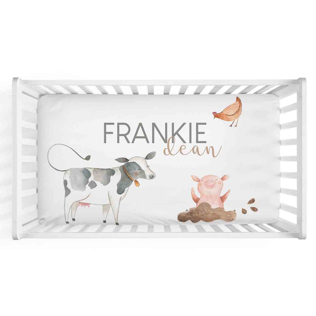 Frankies Farm Party Personalized Crib Sheet