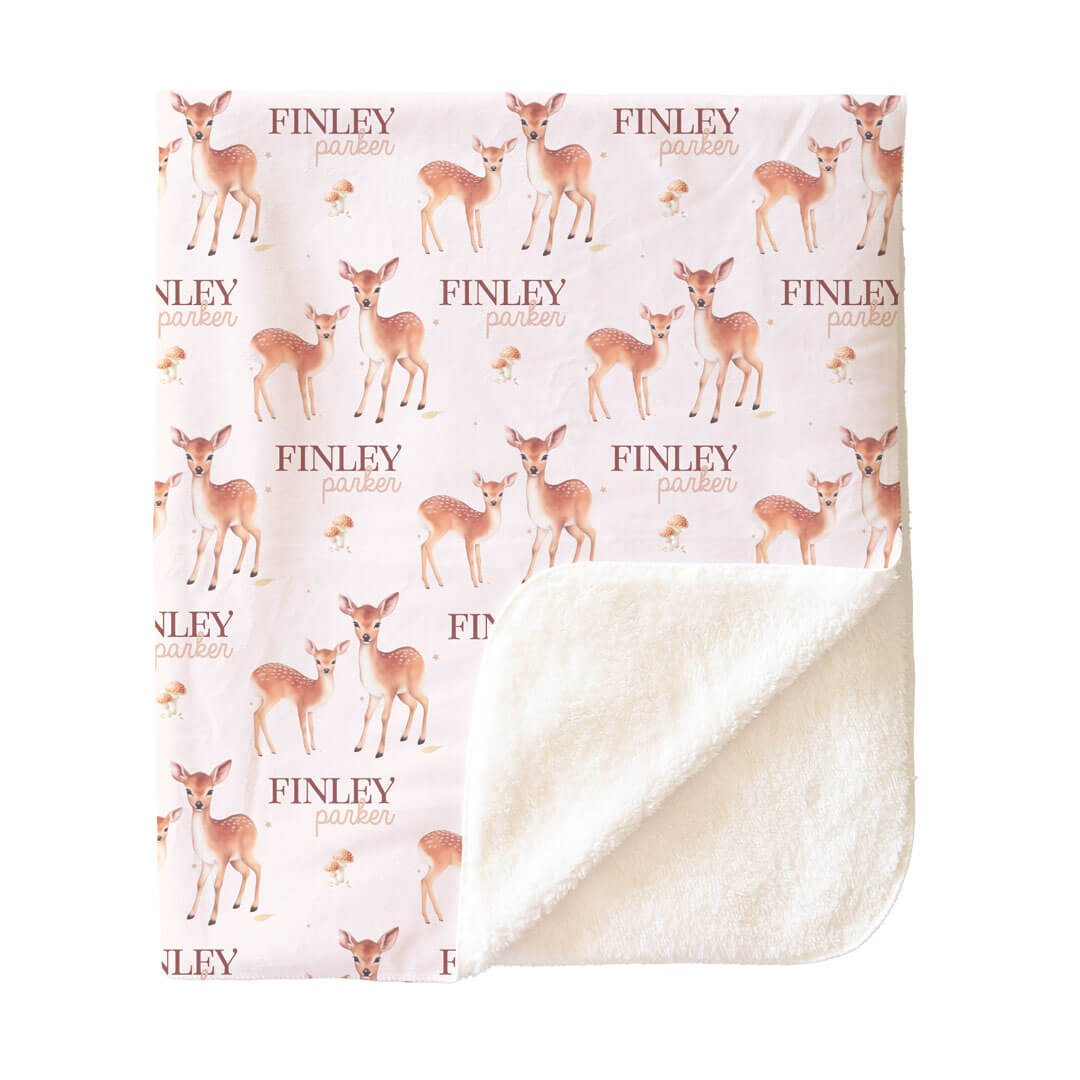 personalized kids sherpa blanket with deer