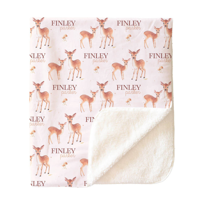 personalized kids sherpa blanket with deer