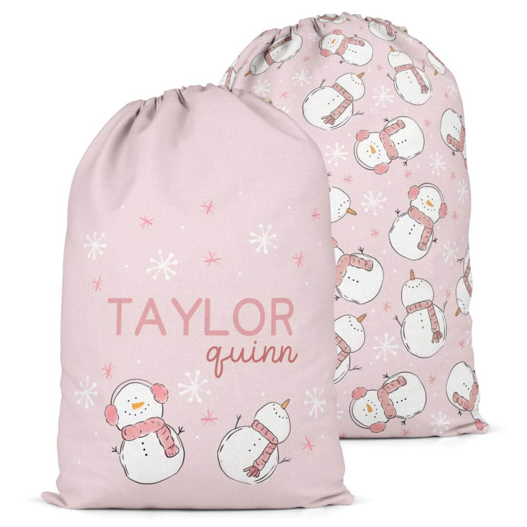 pink snowmen santa sacks