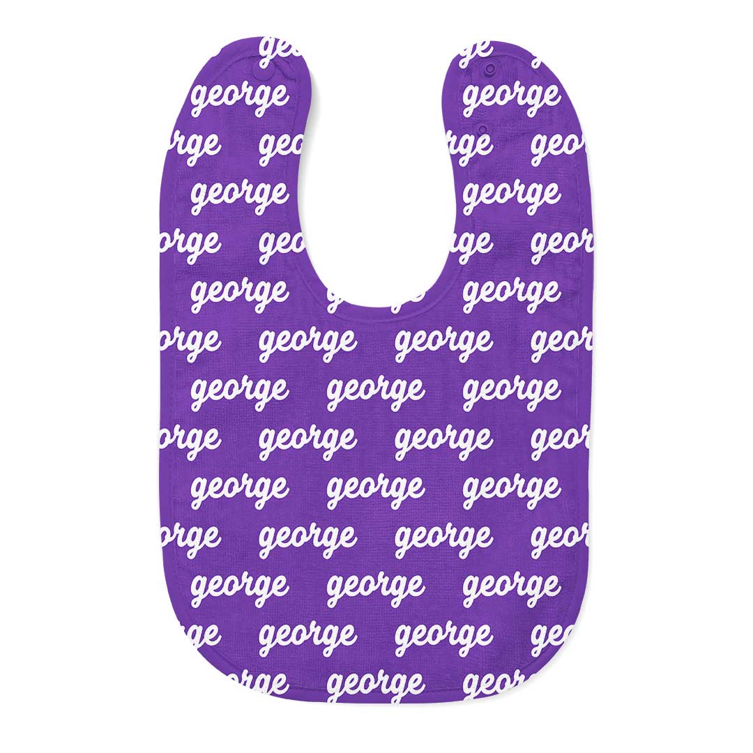gcu personalized baby name bib purple 
