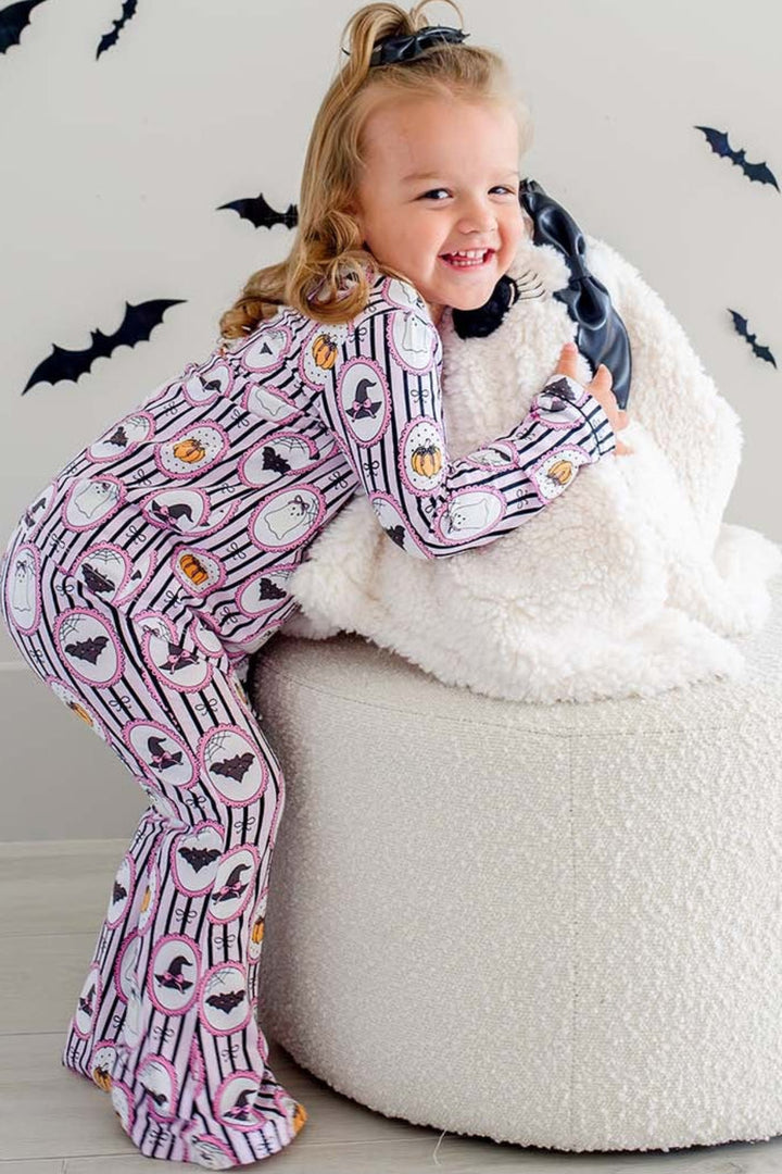 Girls' Halloween Glow-in-the-Dark Two-Piece Flare Lounge Set | Galloween