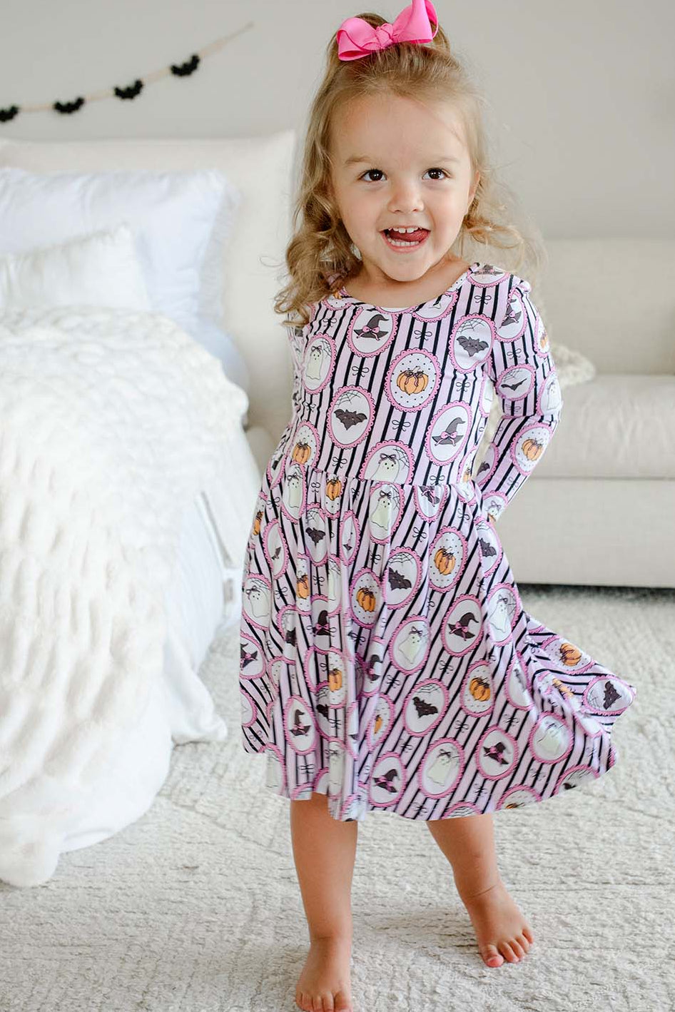 Girls' Halloween Glow-in-the-Dark Long Sleeve Twirl Dress | Galloween