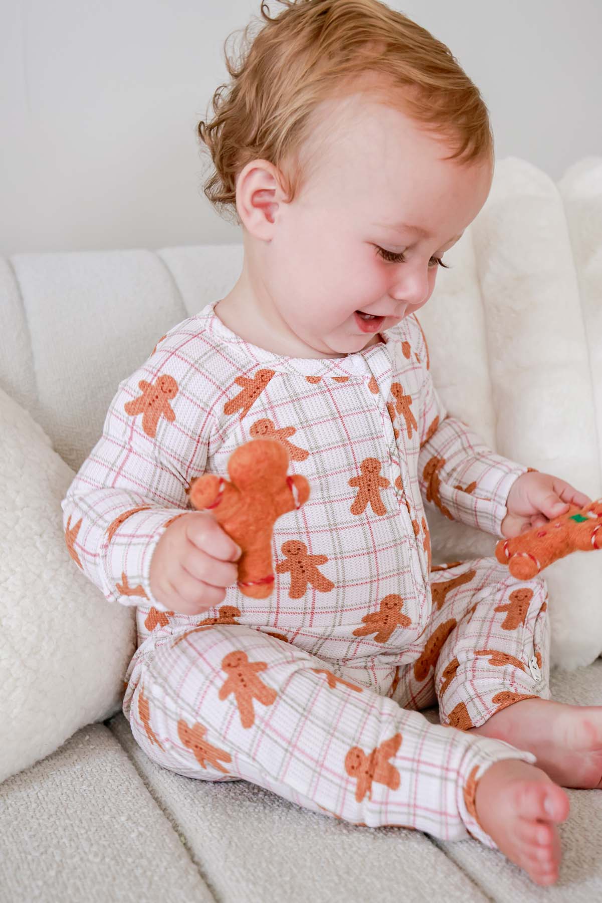 Christmas Bamboo Waffle Convertible Zipper Romper | Gingersnap