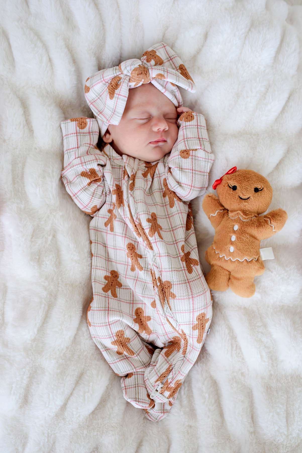 Christmas Bamboo Waffle Zipper Footie | Gingersnap