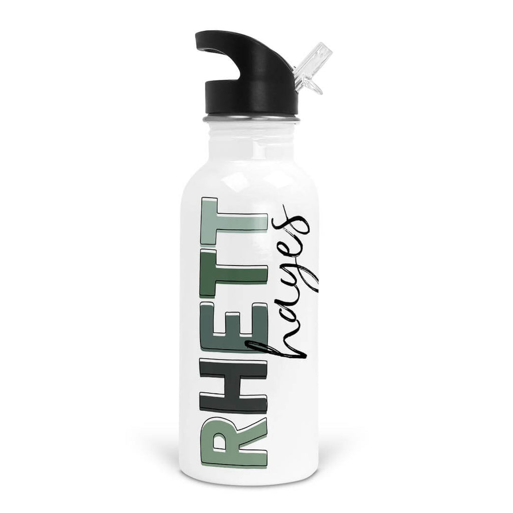 Gradient Greens Block Personalized Water Bottle