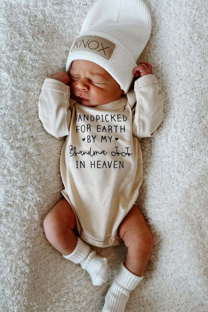 Personalized Handpicked Long Sleeve Graphic Bodysuit | Natural