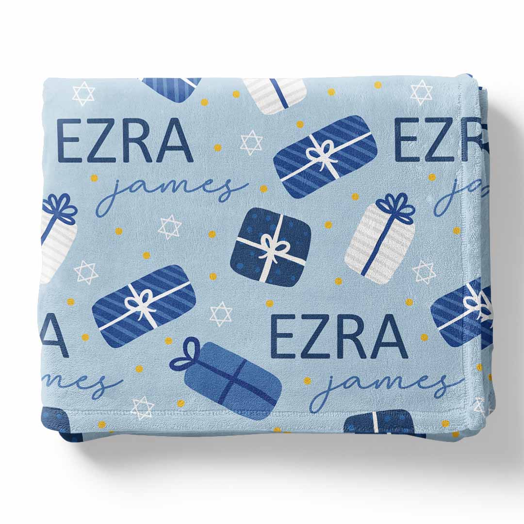 hanukkah personalized kids blanket 