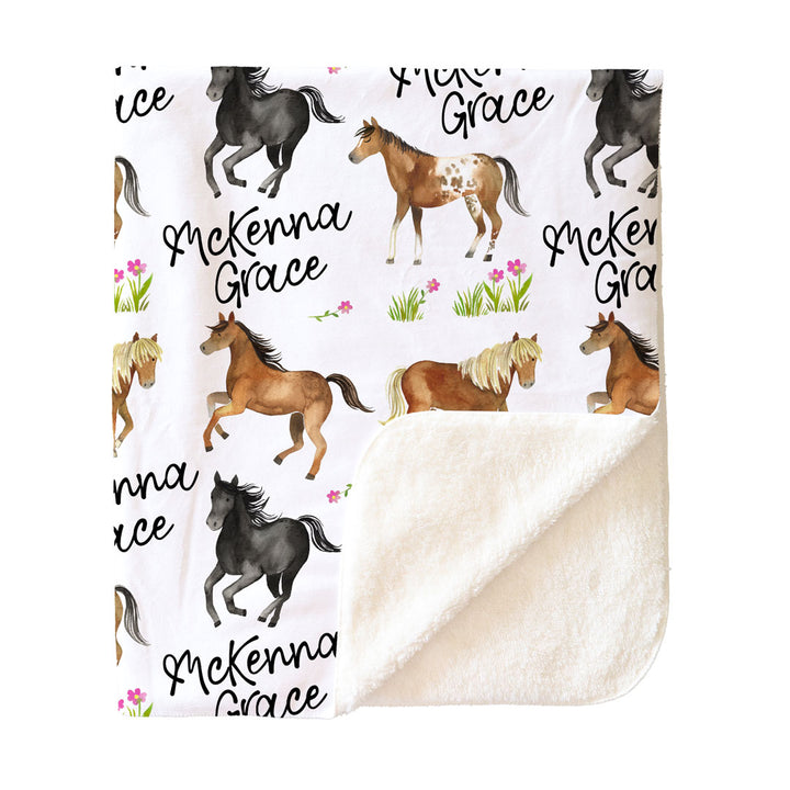 Happy Horses Personalized Toddler Blanket