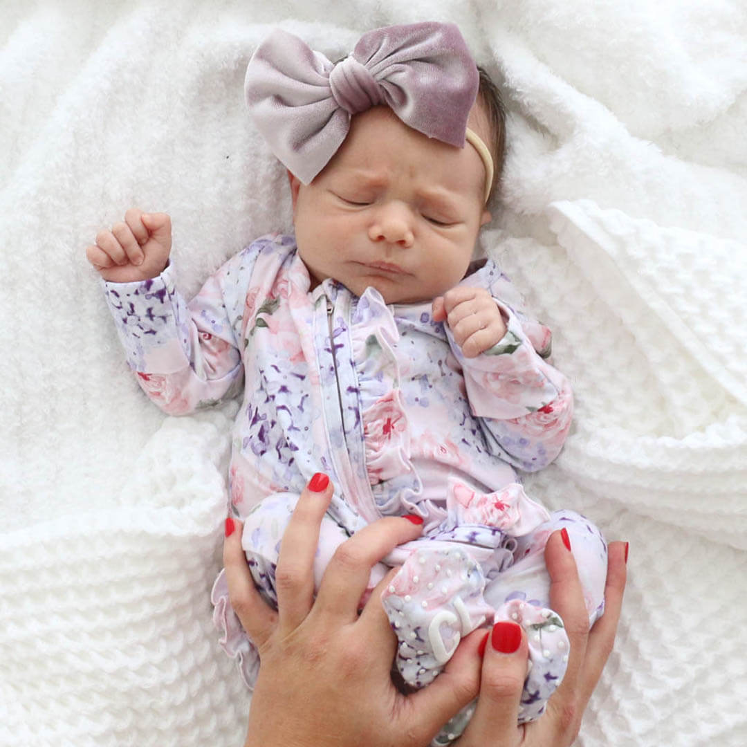 Henlee's Hydrangea Zipper Ruffle One-Piece Footie | Caden Lane