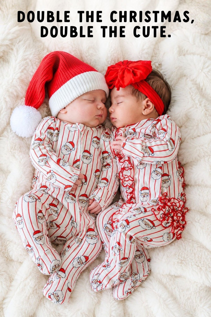 Christmas Bamboo Waffle Zipper Footie | Holly & Jolly