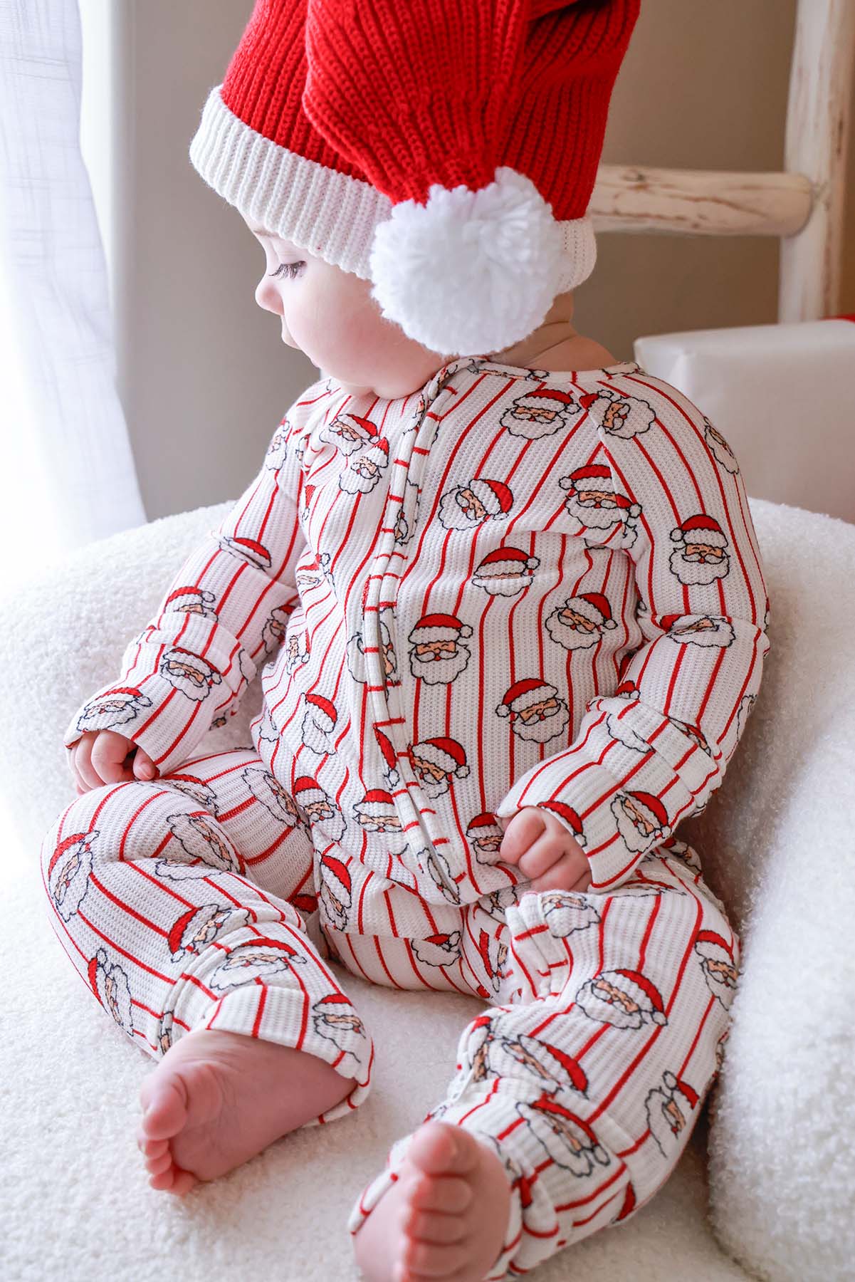 Christmas Bamboo Waffle Convertible Zipper Romper | Holly & Jolly