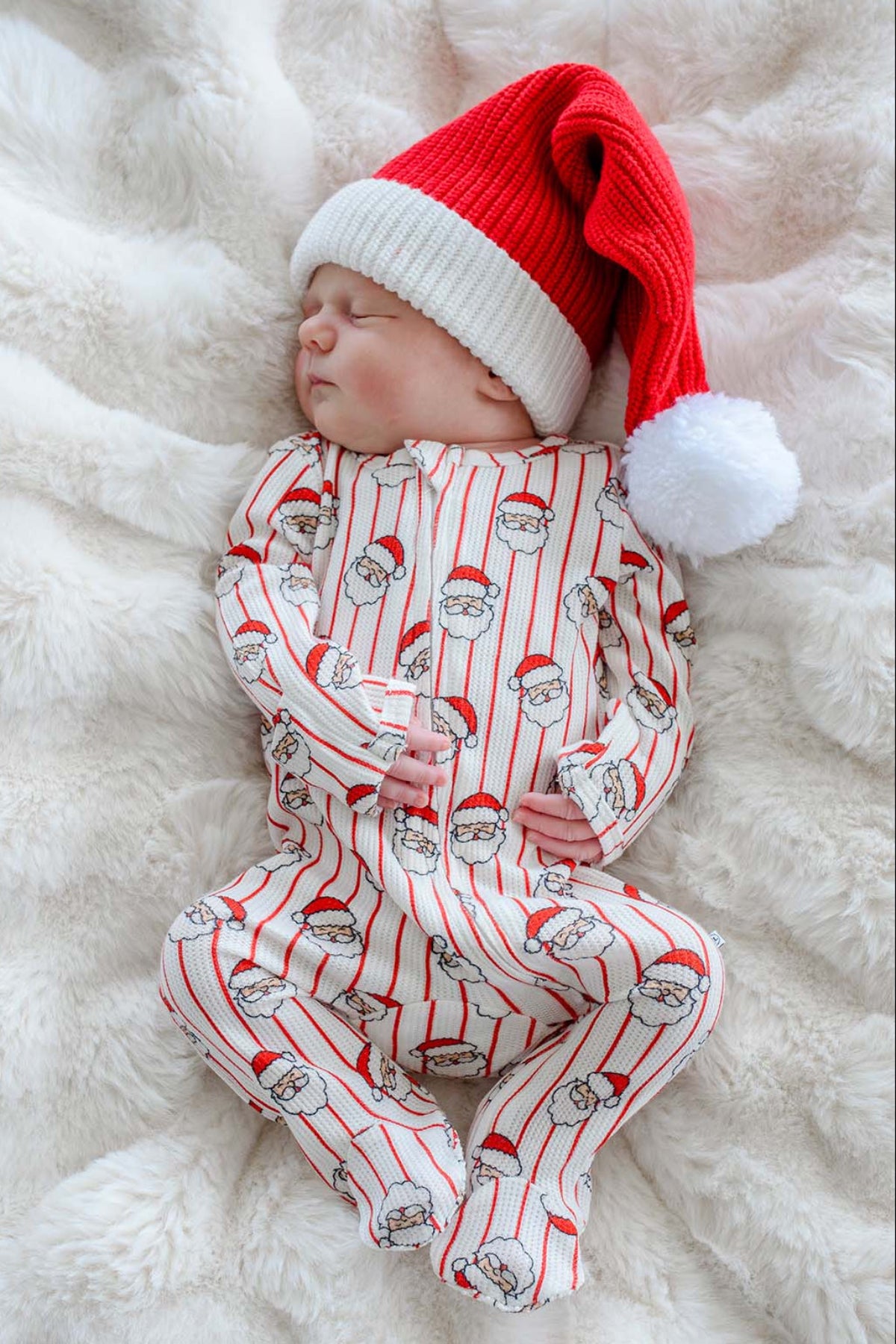 Christmas Bamboo Waffle Zipper Footie | Holly & Jolly