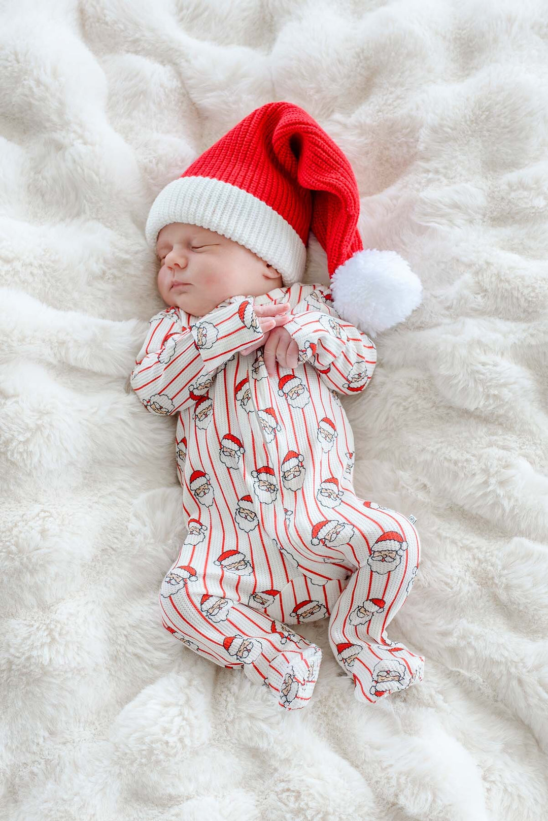 Christmas Bamboo Waffle Zipper Footie | Holly & Jolly
