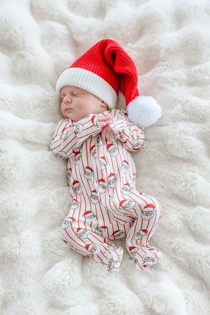 Christmas Bamboo Waffle Zipper Footie | Holly & Jolly